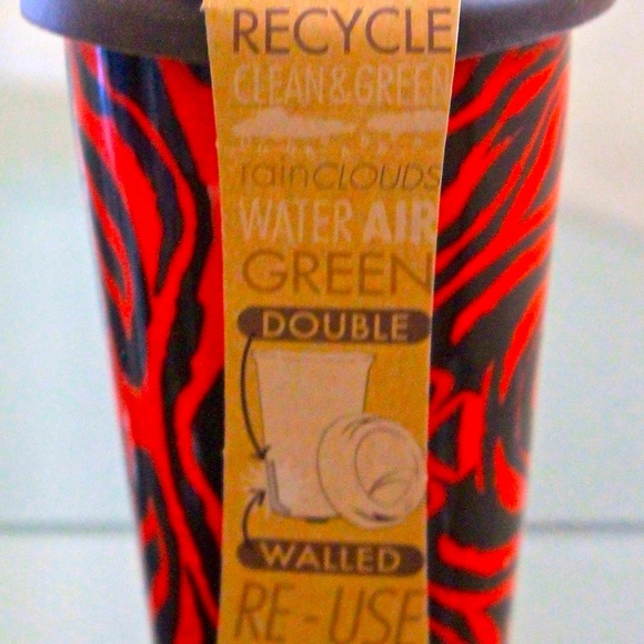 ECO ONE REUSE ME TRAVEL MUG TIGER BROWN SILICON LID COFFEE 10 OZ - Picture 4 of 4